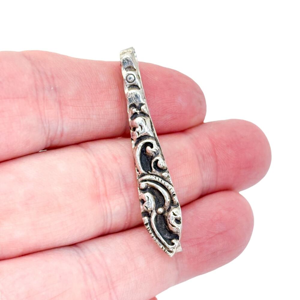 Ornate Scroll Tie Bar | Vintage Sterling Silver 925